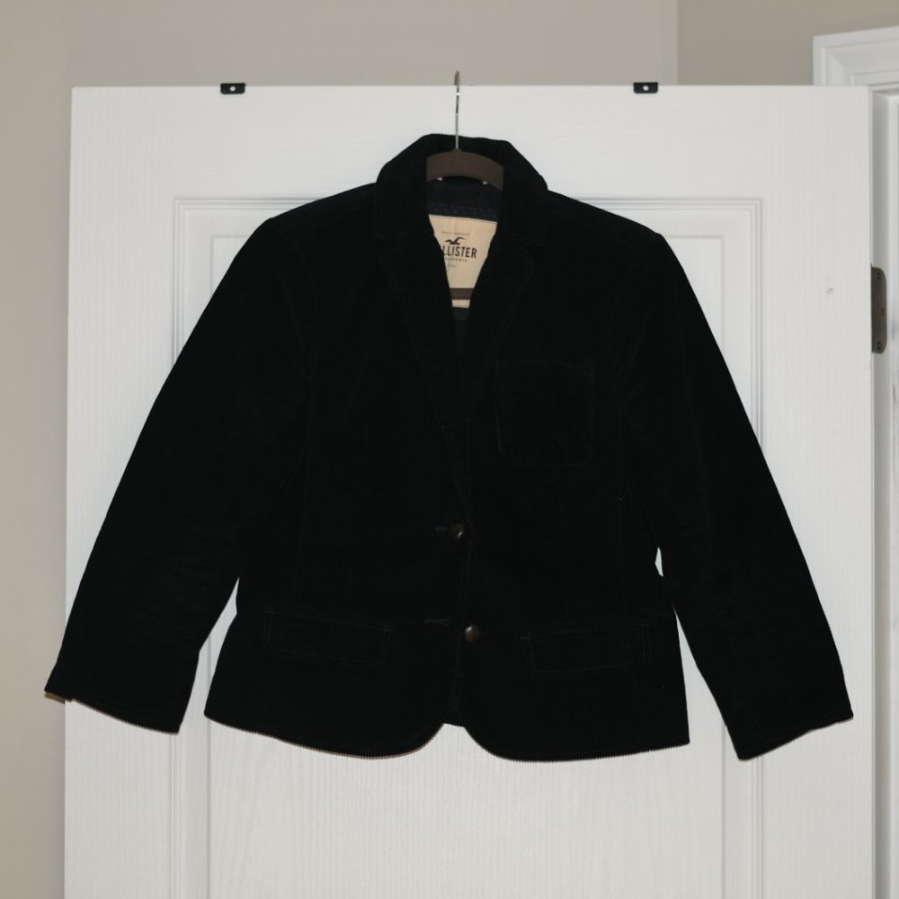 Hollister Ribbed Midnight Navy Velvet Blazer